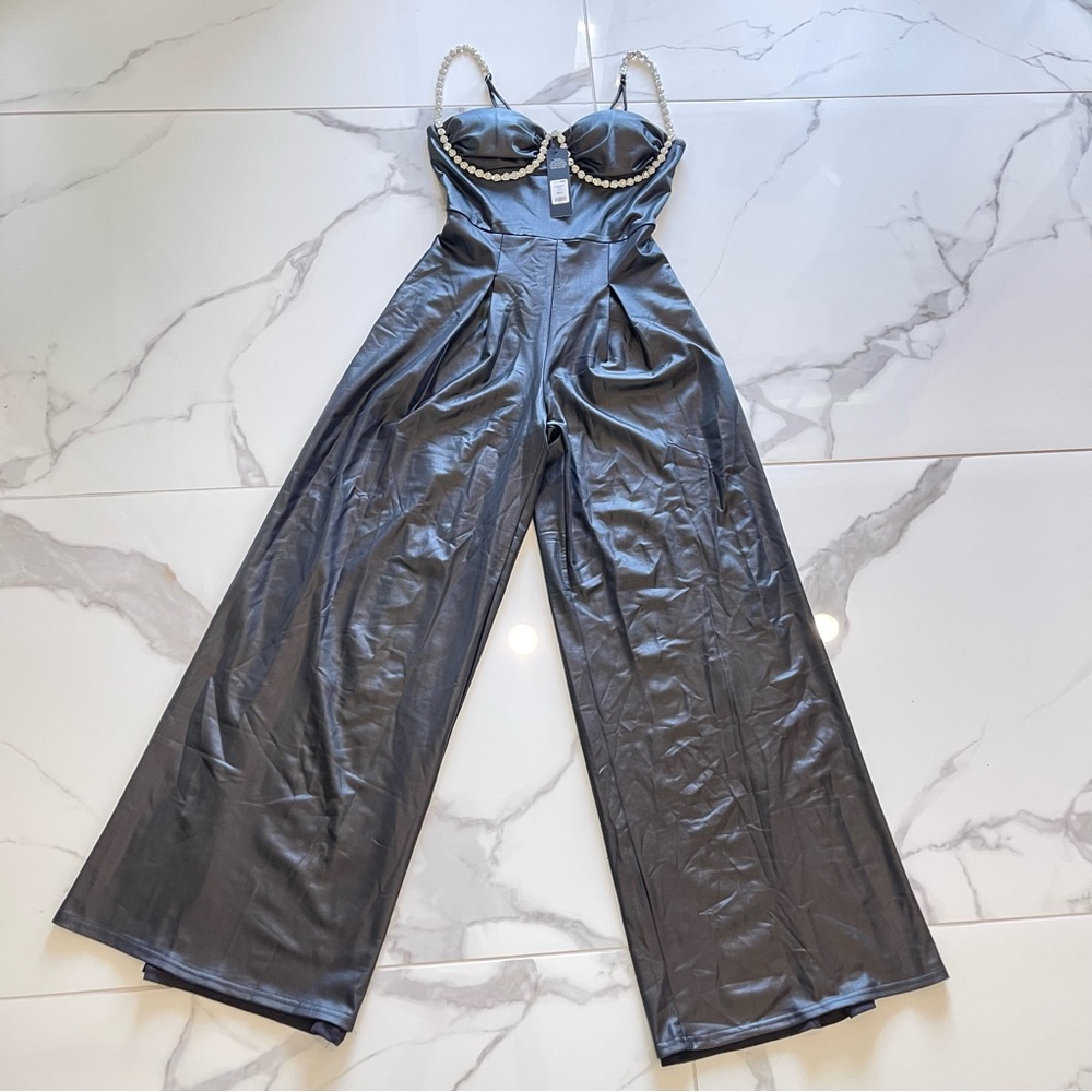 Fashion Nova Gray Jumpsuit with Adjustable Straps